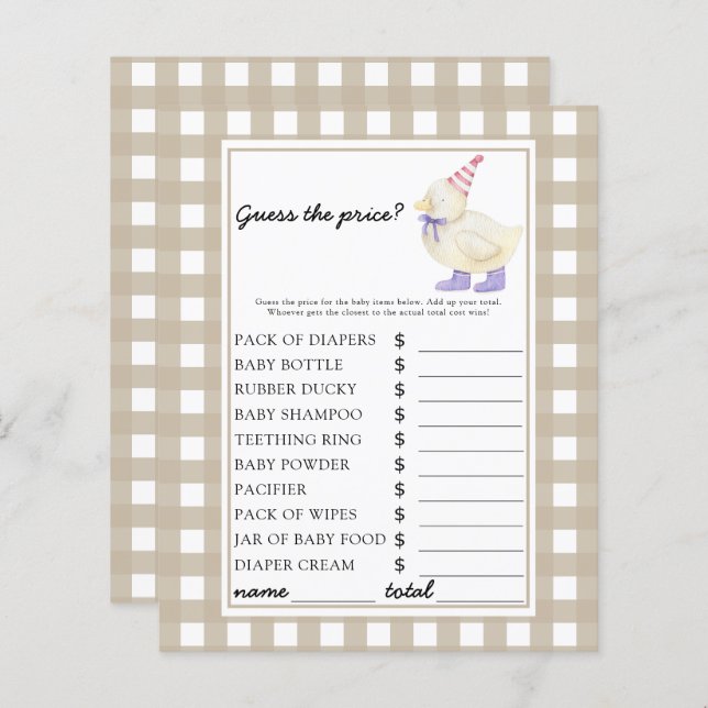 Glückliche Ente - Rate den Preis! Spiel (Vorne/Hinten)