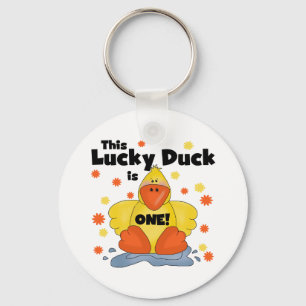 Glückliche Enten-1. Geburtstags-T - Shirts und Schlüsselanhänger