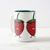 Glückliche Erdbeere Zweifarbige Tasse (Vorderseite Links)