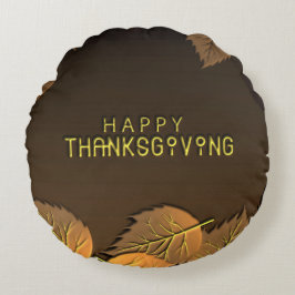 Glückliche Erntedank-Grüße mit Herbstlaub Rundes Kissen