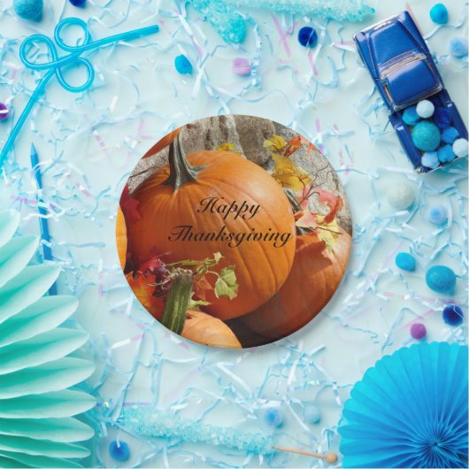 Glückliche Erntedank-Kürbis-Papierplatte Pappteller (Party)