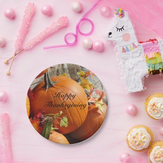 Glückliche Erntedank-Kürbis-Papierplatte Pappteller (Party)