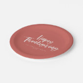 Glückliche Erntedankbürstenbeschriftung Pappteller (Schrägansicht)