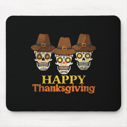 Glückliche Erntedanken Zucker Schädel Fall Hallowe Mousepad (Vorne)
