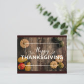 Glückliche Erntedankgourds über Rustikales Holz Feiertagskarte (Stehend Vorderseite)