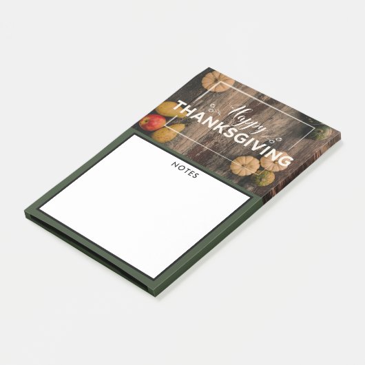 Glückliche Erntedankgourds über Rustikales Holz Post-it Klebezettel (angewinkelt)