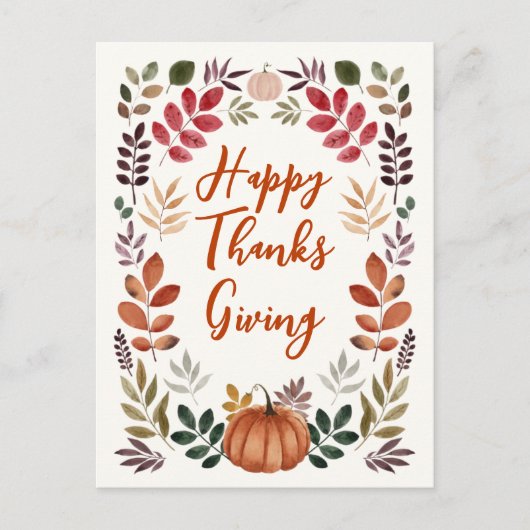 glückliche Erntedankspulkine & Herbstleaves Postkarte (Vorderseite)