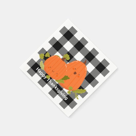 Glückliche Erntepumpen auf Kariert Serviette (Ecke)