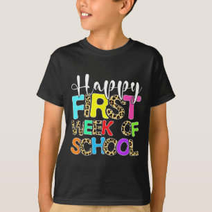 Glückliche erste Schulwoche Leopard Süß Zurück zur T-Shirt