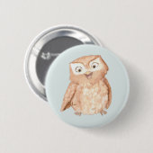 Glückliche Eule Aquarell Button (Vorne & Hinten)