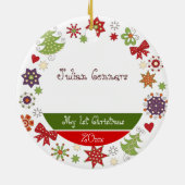 Glückliche Eulen-1. Weihnachtsverzierung Keramik Ornament (Hinten)