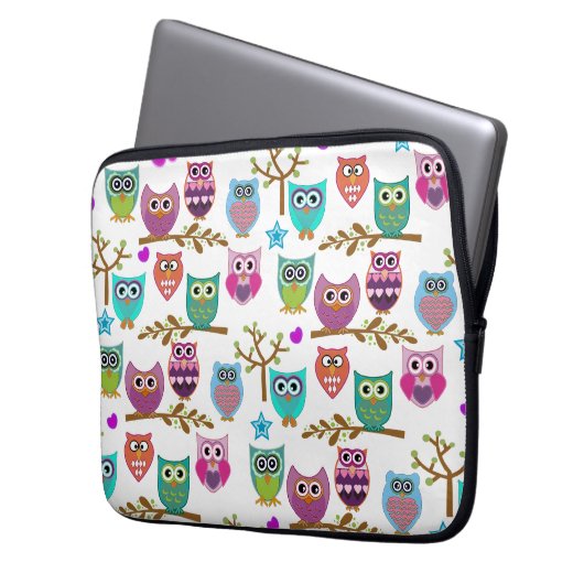 glückliche Eulen Laptopschutzhülle (Vorderseite Links)