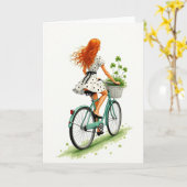 Glückliche Fahrrad-Szene Karte (Gelbe Blume)