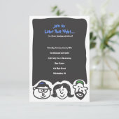 GLÜCKLICHE FAKTEN Bar Bat Mitzvah Einladung Party- (Stehend Vorderseite)