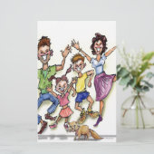 glückliche Familie Briefpapier (Stehend Vorderseite)