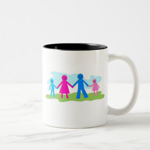 Glückliche Familie Zweifarbige Tasse
