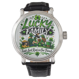 Glückliche Familienmannschaft Irischer Kleeblatt S Armbanduhr