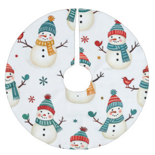 Glückliche farbenfrohe Schneemänner Polyester Weihnachtsbaumdecke