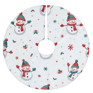 Glückliche farbenfrohe Schneemänner Polyester Weihnachtsbaumdecke