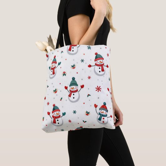 Glückliche farbenfrohe Schneemänner Tasche (Von Nahem)