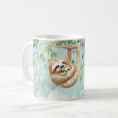 Glückliche Faultier-Mutter-Baby-Baum Kaffeetasse (Vorderseite Links)