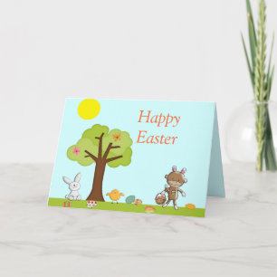 Glückliche Feier Ostern im Freien Feiertagskarte