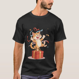 Glückliche Feierkatze - Aufgeregtes Kätzchen auf G T-Shirt