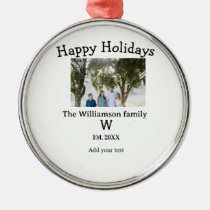 Glückliche Feiertage Familienname Foto Renument Bu Ornament Aus Metall