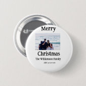 Glückliche Feiertage fügen Familiennamen Foto Weih Button (Vorne & Hinten)