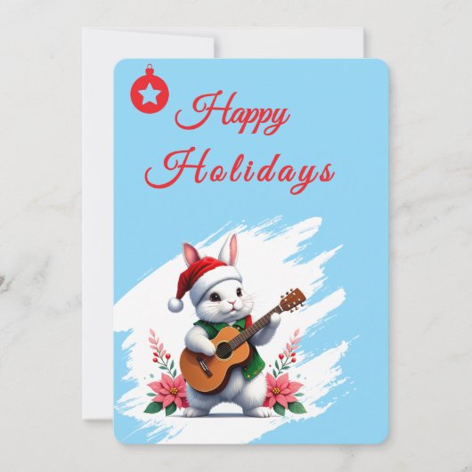 Glückliche Feiertage Hase Flat Weihnachtskarte Feiertagskarte (Vorderseite)