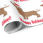Glückliche Feiertage mit Dackel-tragender Geschenkpapier (Rolleneckpunkt)
