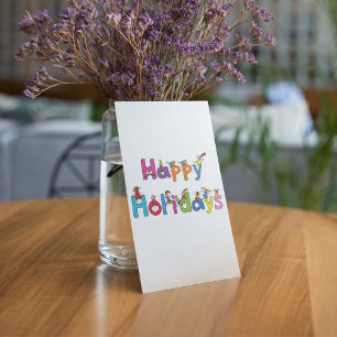 Glückliche Feiertage Stäbchenfigur-Typografie Einladung