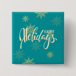 Glückliche Feiertage Weihnachten Gold Schneeflocke Button