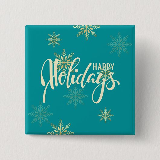 Glückliche Feiertage Weihnachten Gold Schneeflocke Button (Vorderseite)