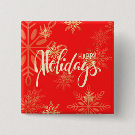 Glückliche Feiertage Weihnachten Gold Schneeflocke Button
