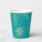 Glückliche Feiertage Weihnachten Gold Schneeflocke Pappbecher (Rückseite)