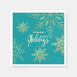 Glückliche Feiertage Weihnachten Gold Schneeflocke Serviette