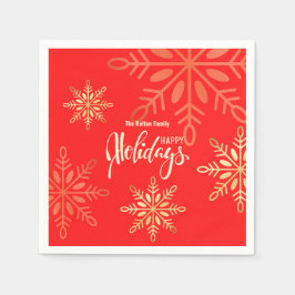 Glückliche Feiertage Weihnachten Gold Schneeflocke Serviette