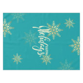 Glückliche Feiertage Weihnachten Gold Schneeflocke Tischdecke (Vorderseite (Horizontal))