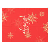 Glückliche Feiertage Weihnachten Gold Schneeflocke Tischdecke (Vorderseite (Horizontal))