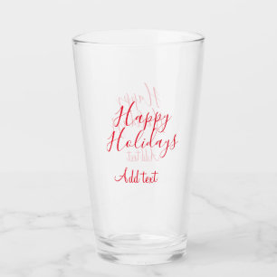 Glückliche Feiertage Weihnachten Rote Kalligrafie Glas