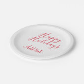 Glückliche Feiertage Weihnachten Rote Kalligrafie  Pappteller (Schrägansicht)