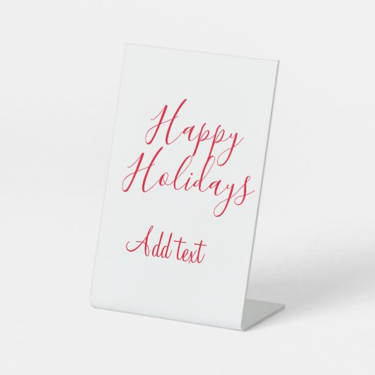 Glückliche Feiertage Weihnachten Rote Kalligrafie Sockelschild (Vorderseite)