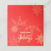 Glückliche Feiertage Weihnachtsgold, rote Platzkar Platzkarte (Außenseite Aufgefaltet)