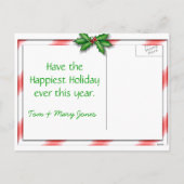 Glückliche Feiertags-Kardinals-Postkarte fertigen Feiertagspostkarte (Rückseite)