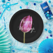 Glückliche Feiertags-rosa Pappteller (Party)