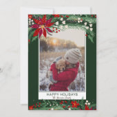 Glückliche Ferien Blumenkranz Schnee Foto Feiertagskarte (Vorderseite)