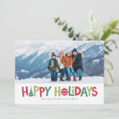 Glückliche Ferien bunte Fotokarte Feiertagskarte (Stehend Vorderseite)