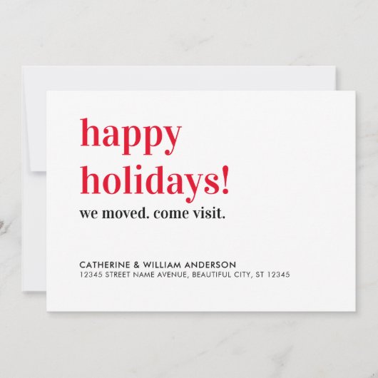 Glückliche Ferien, die wir bewegt haben Kommen Sie Ankündigung (Vorderseite)