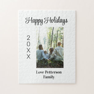 glückliche Ferien Foto Familienname Jahr Kalligrap Puzzle